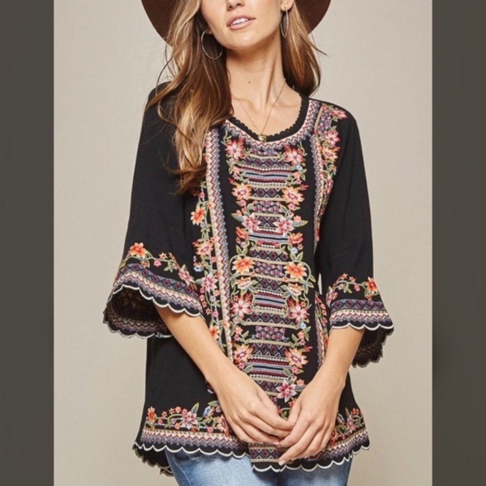 Boho Embroidered Woven Tunic - Picture 4 of 7